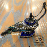 Aladdin Magical Lamp Brass & Genuine Gemstones - Free Engraving