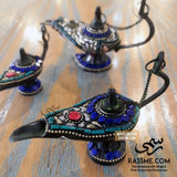 Aladdin Magical Lamp Brass & Genuine Gemstones - Free Engraving