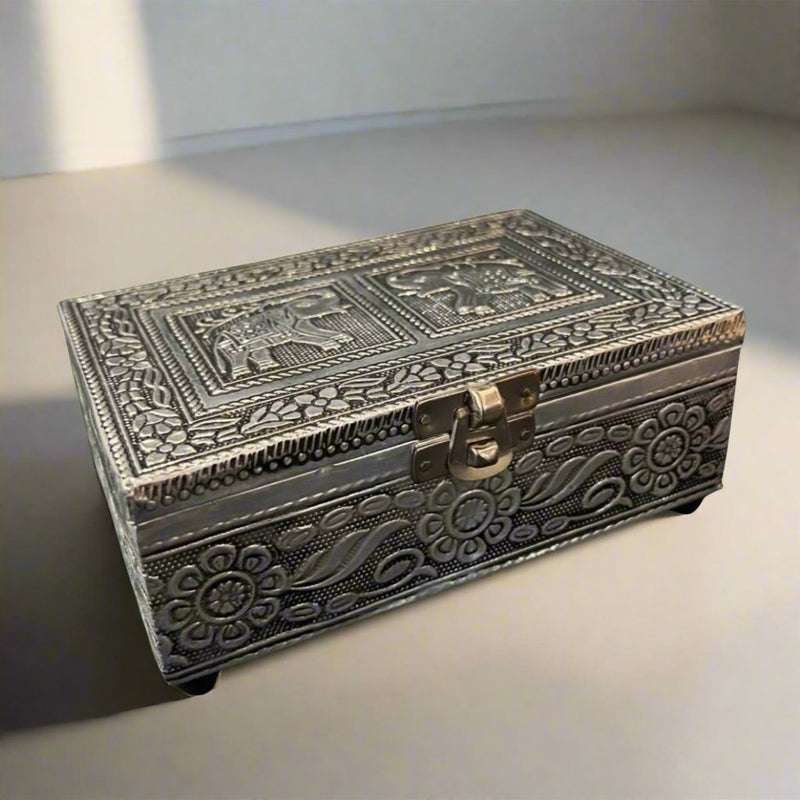 Alloy White Metal Box Elephant