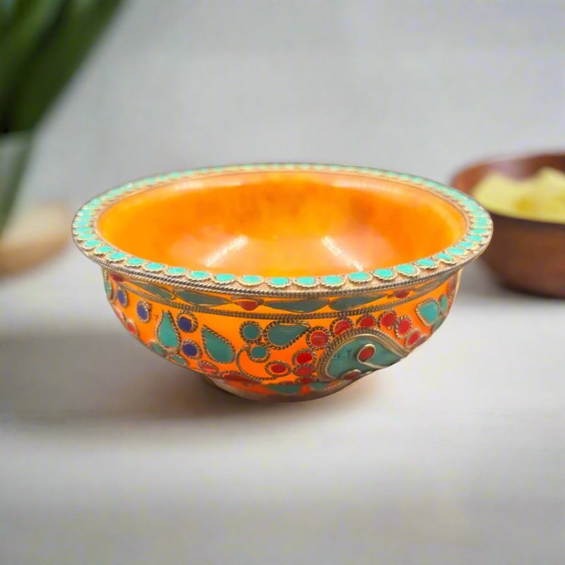 Amber Stone Bowl With Gemstones