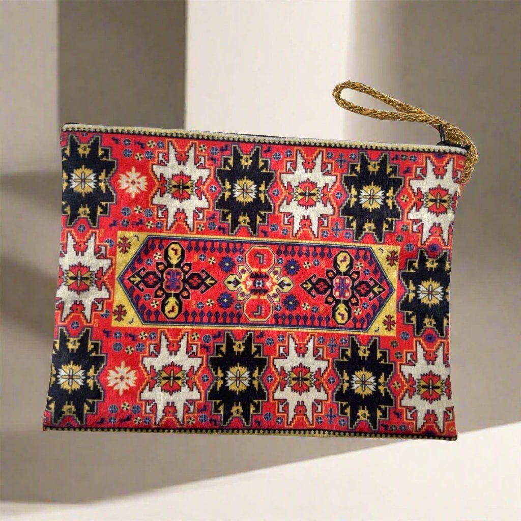 Arabian Sadu Style Slim Zipper Purse, Bohemian style Moroccan Bag