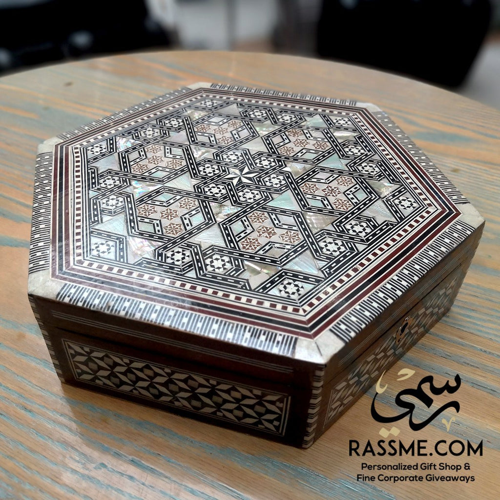 Wooden Arabesque Handcrafted Hexagon Box