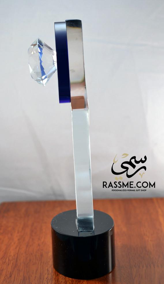 Plaque Blue Moon Crystal - Free Hand Engraving