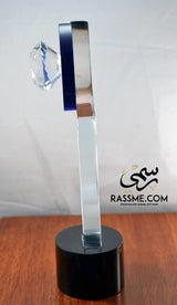 Plaque Blue Moon Crystal - Free Hand Engraving