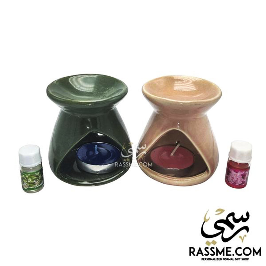 Candle Ceramic Oil Incense Warmer Set - ( Oil & Candle Included )