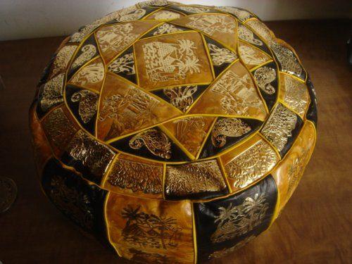 Large Egyptian Morrocan Handmade Genuine Leather Ottoman Pouf Cushion