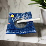 Square Textured Blue Eye Ashtray