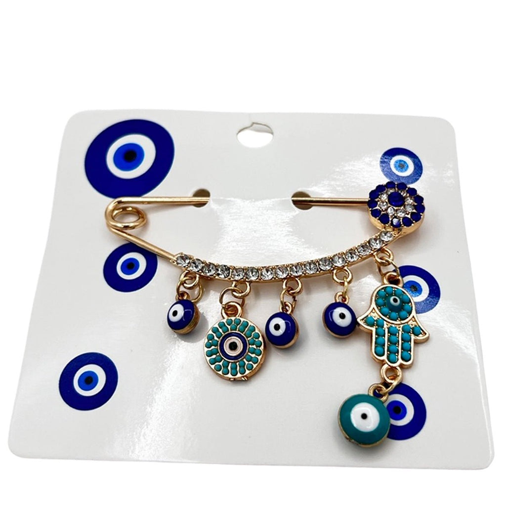 Blue Eye Hamsa with Turquois Stone Brooch Pin Baby