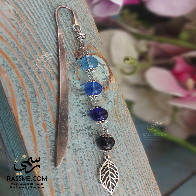 Bookmark Blue Stone Leaf