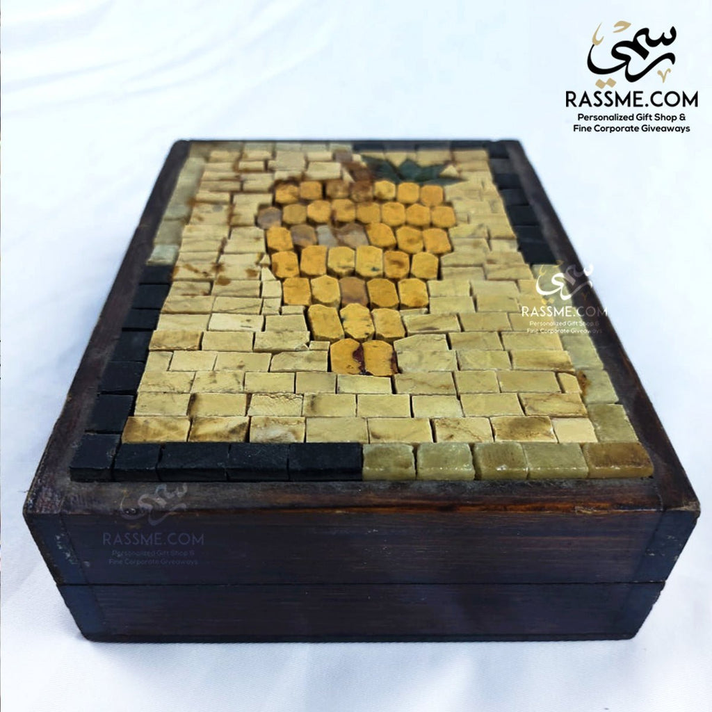 Large Wooden Handcrafted Grape Mosaics Tea Box
