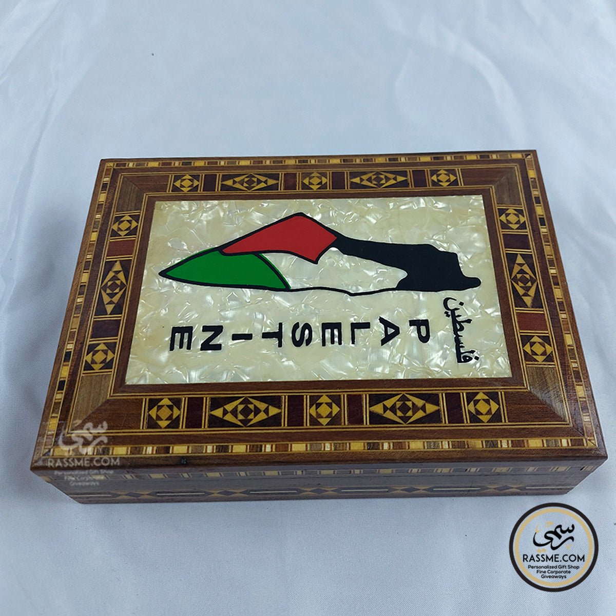 Handcrafted Mosaics Box with mother of pearl Palestine Map