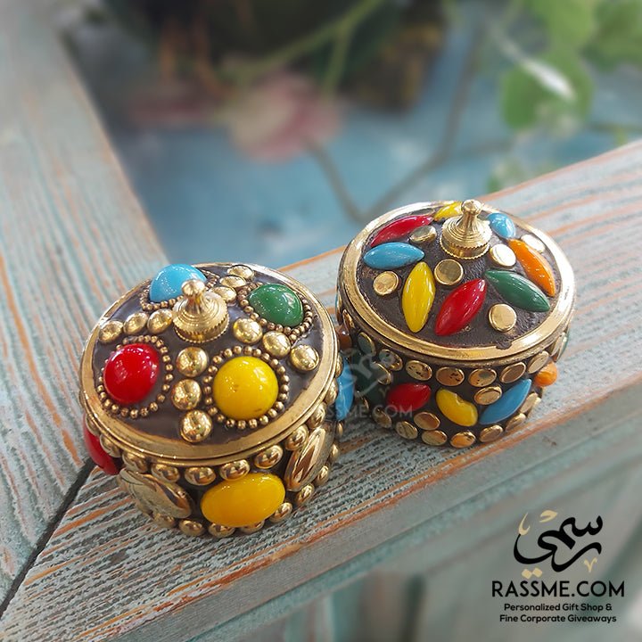 Small Brass Box With Gemstones