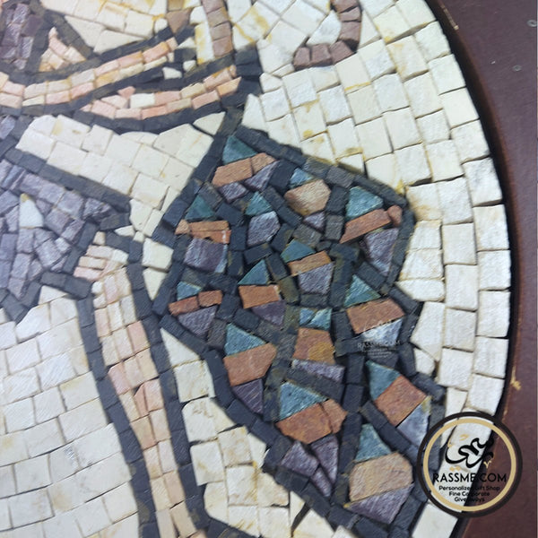Large Wooden Frame Mosaic Fragment Harvesting The Grapes