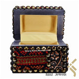 Handcrafted Sadu Wooden Brass Pins Wool Arabian Jewelry Box