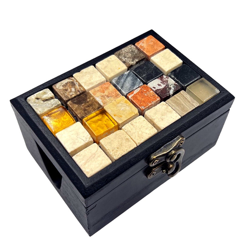 Wooden Business Card Box with Mosaic Tile Lid