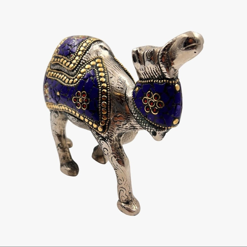 Blue Gemstone-Decorated Metal Camel