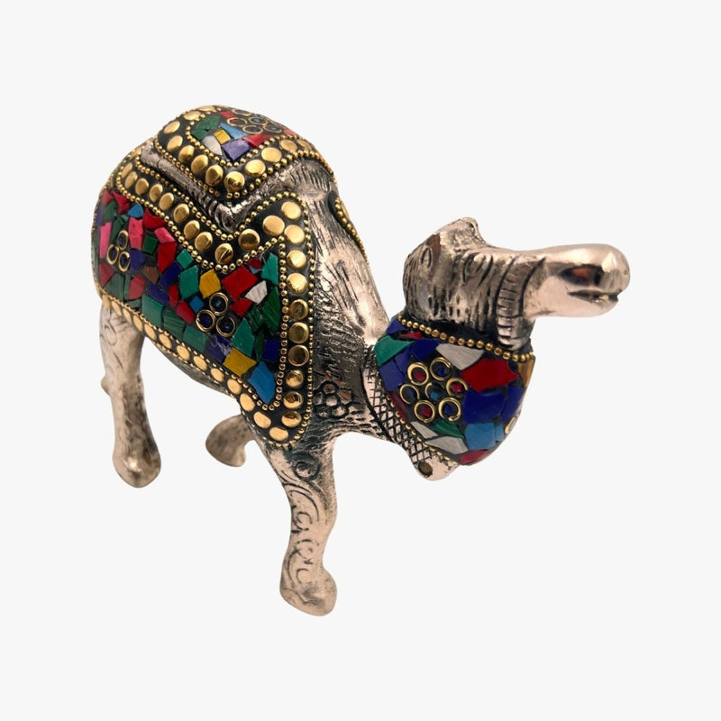 Camel Gemstone with White Metal and Brass