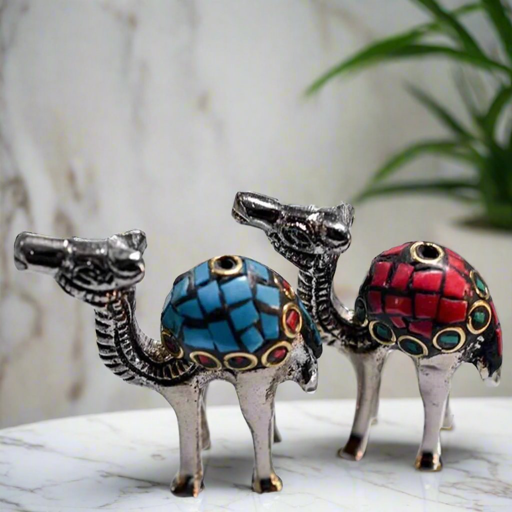 Camel incense holder with Steel and stones
