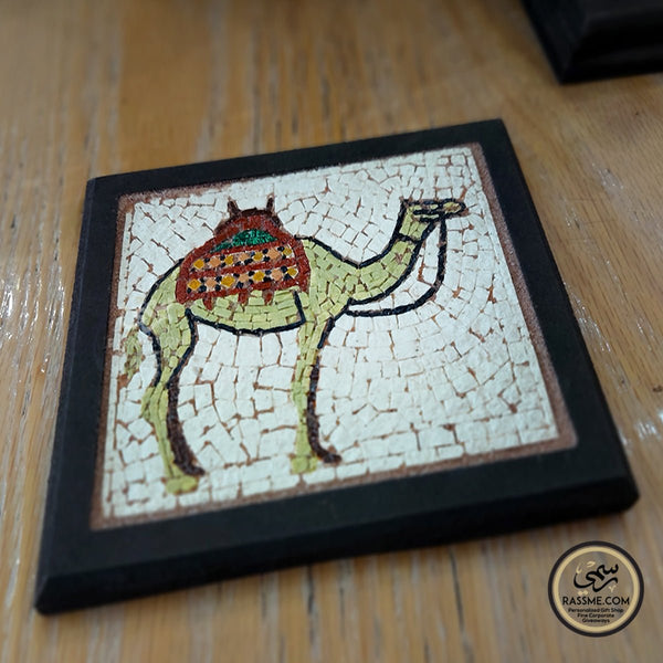 Wood and Stone Mosaic Camel Coaster Square