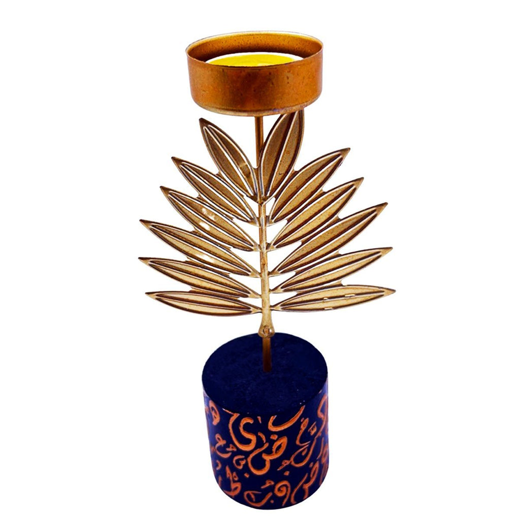 Candle Holder Arabic Calligraphy Navy Stand
