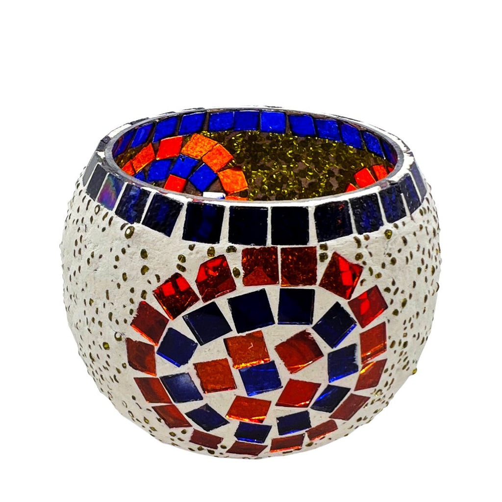 Candle Holder Glass Colorful Mosaics