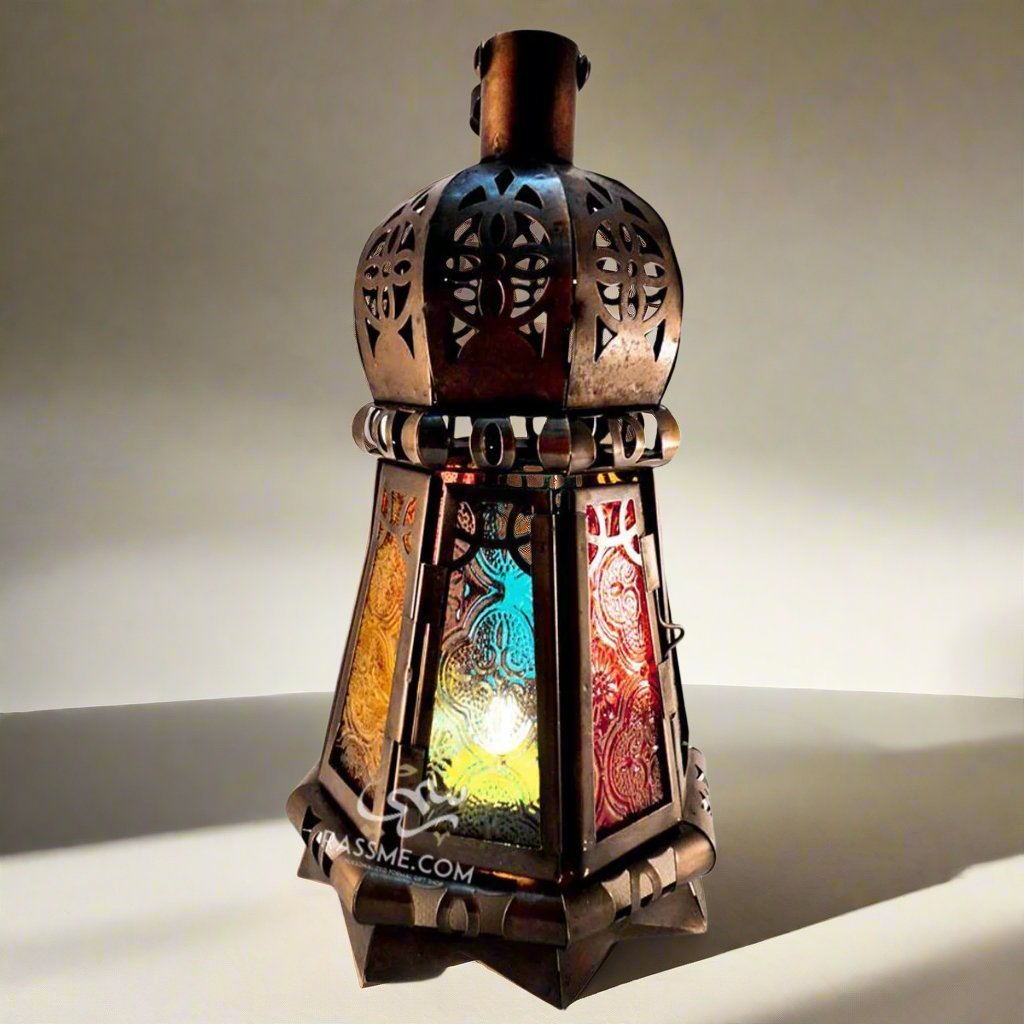 Candle Regular Arabian Glass Lantern Desk