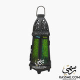 Candle Tower Blue And Green Glass Ramadan Lantern Desk