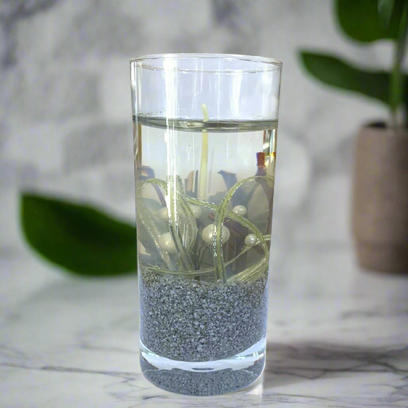 Personalized Candle Transparent Silver Gel Glass