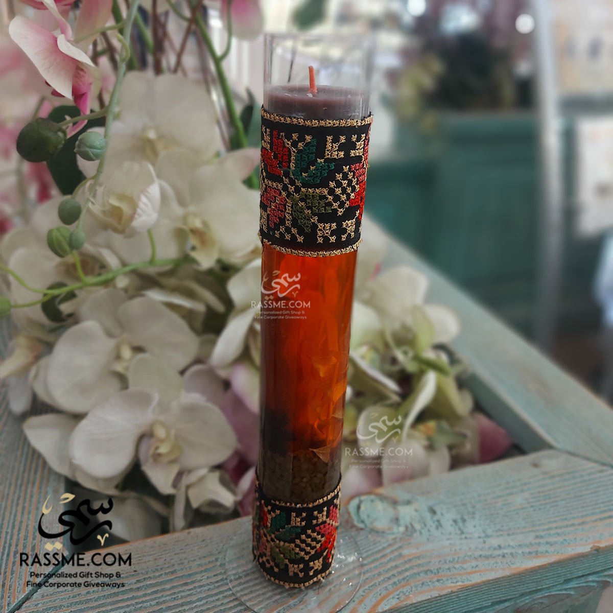 Personalized Tatreez Candle Glass Long