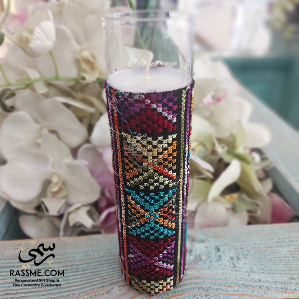 Personalized Tatreez Candle Glass