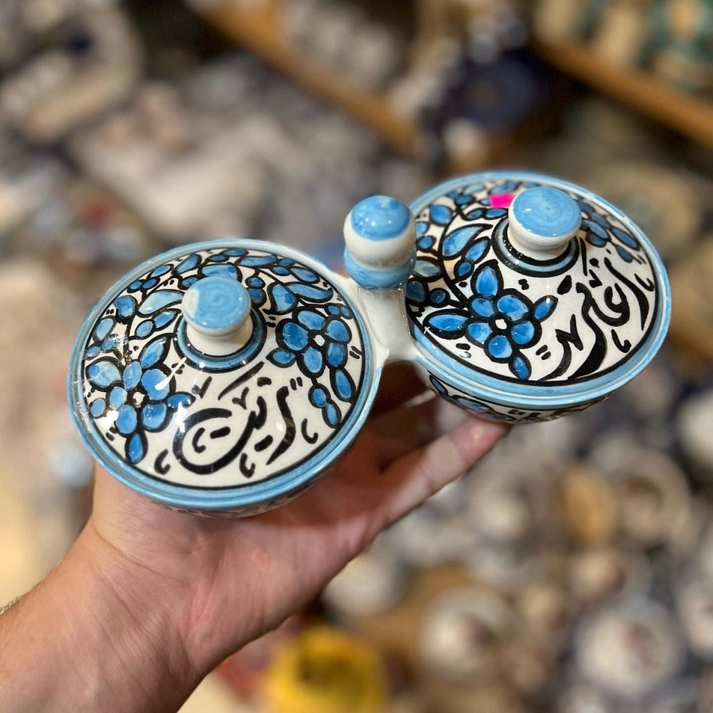 Ceramic Blue Olive Oil & Thyme - Zeit w Zaater - سيراميك زيت وزعتر