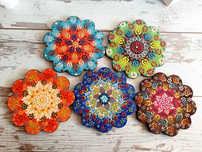 Ceramic Coaster Wall Dishes, Ceramic Tile Trivet, Hot Pad, Kitchen Decor hanging