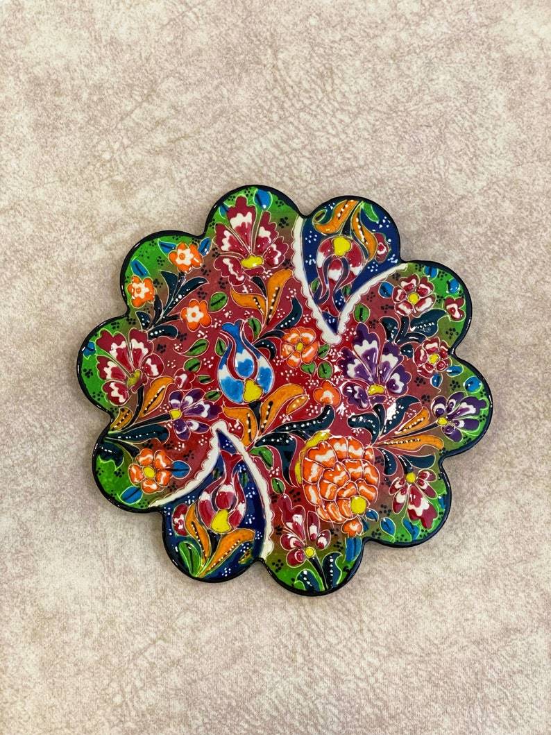 Ceramic Coaster Wall Dishes, Ceramic Tile Trivet, Hot Pad, Kitchen Decor hanging