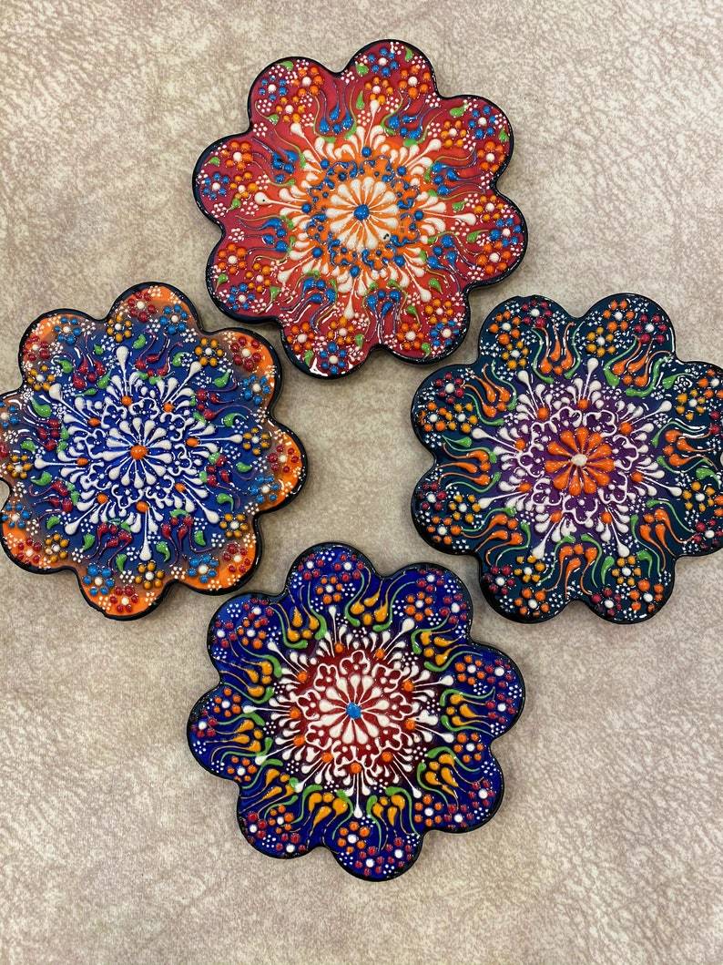 Ceramic Coaster Wall Dishes, Ceramic Tile Trivet, Hot Pad, Kitchen Decor hanging