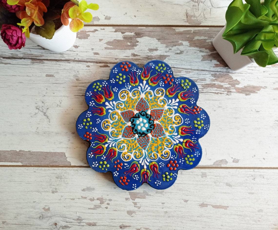 Ceramic Coaster Wall Dishes, Ceramic Tile Trivet, Hot Pad, Kitchen Decor hanging
