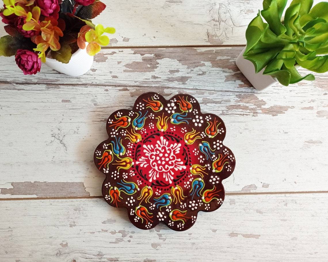 Ceramic Coaster Wall Dishes, Ceramic Tile Trivet, Hot Pad, Kitchen Decor hanging