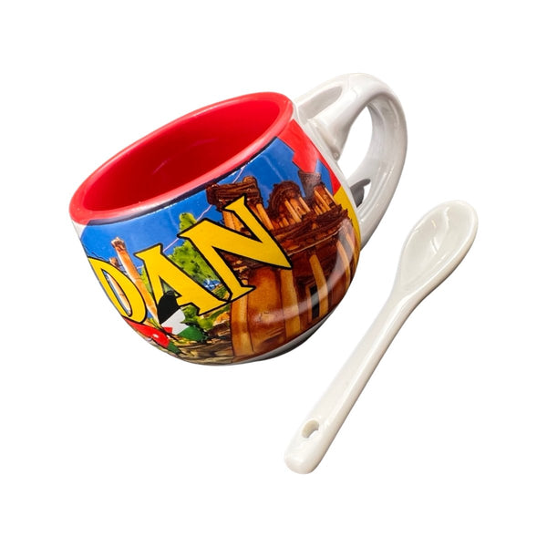 Ceramic Cup Jordan Souvenir With Spoon