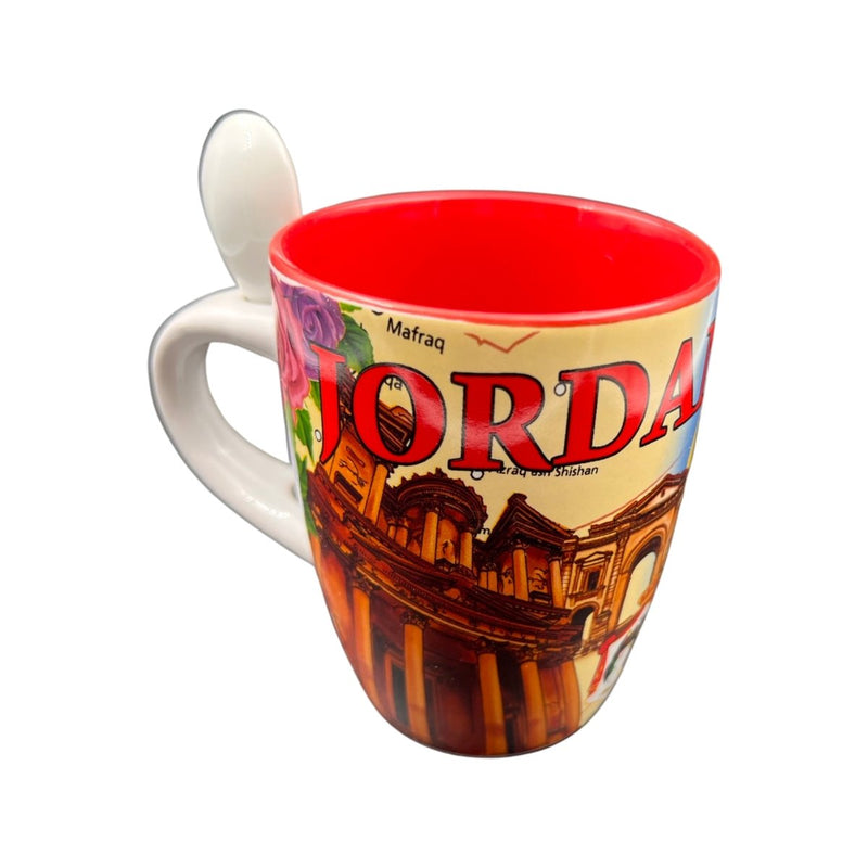 Ceramic Mug Jordan Souvenir With Spoon