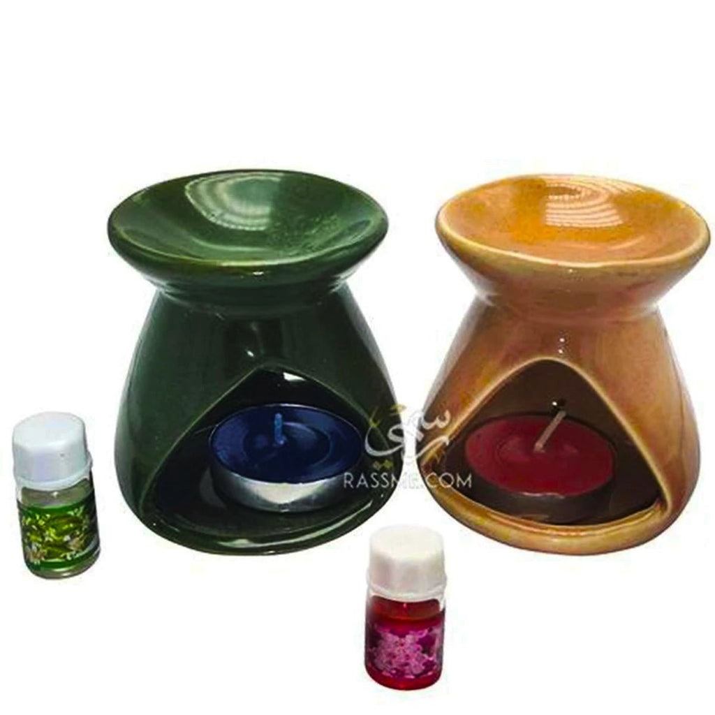 Ceramic Oil Warmer Tealight Warmer With Oil & Candle