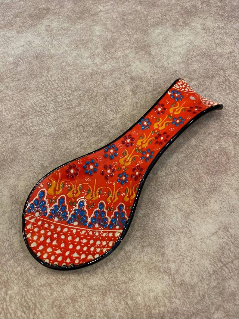 Ceramic Spoon Rest Tile Rack Pottery Spoon Holder Rack Kitchen