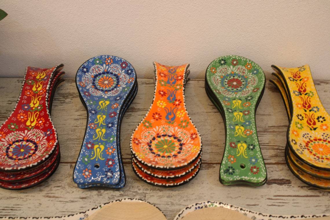 Ceramic Spoon Rest Tile Rack Pottery Spoon Holder Rack Kitchen