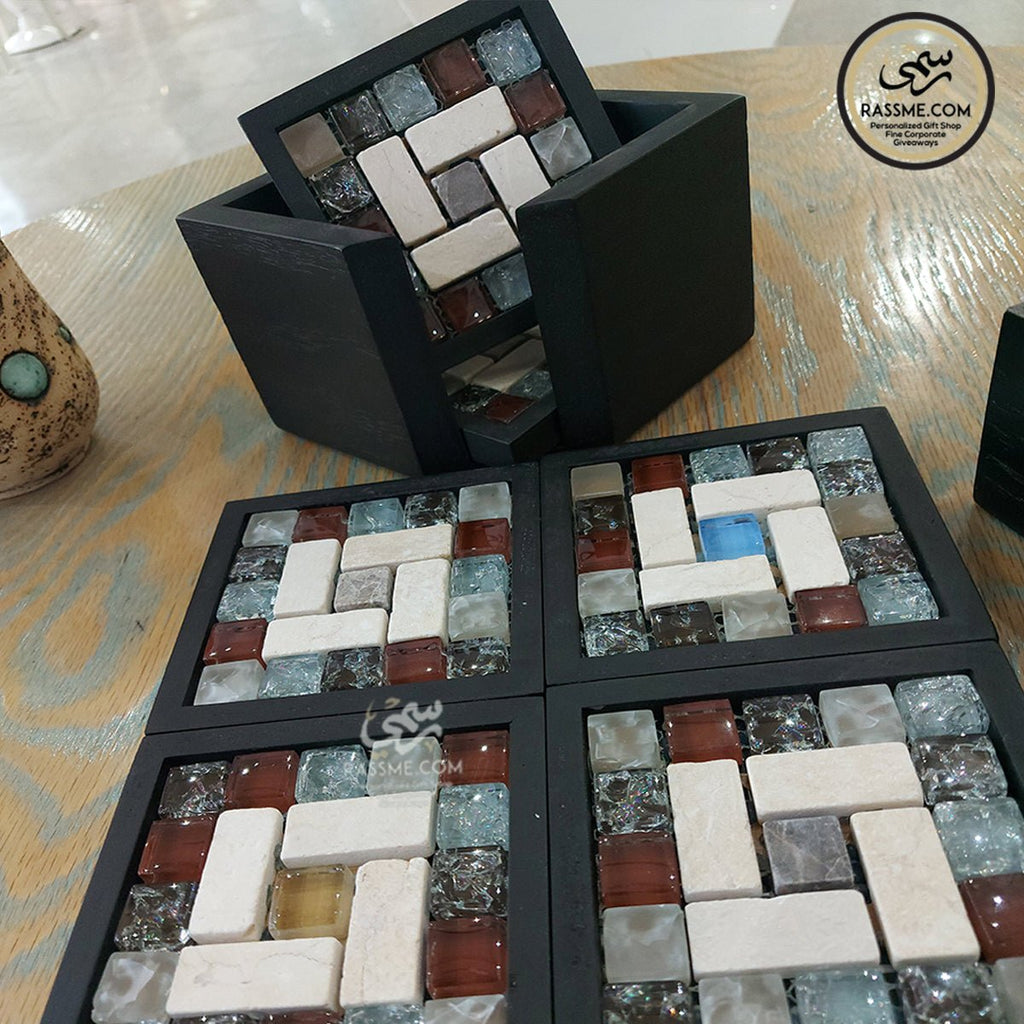 Personalized Wooden Modern Mosaics Coasters Set