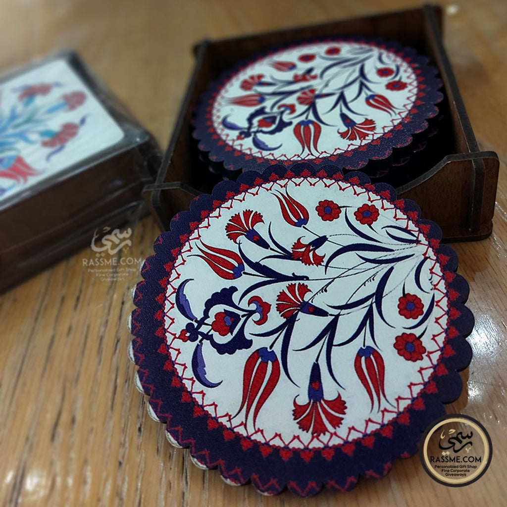 Wooden Coasters with Holder Jordan Souvenir Round