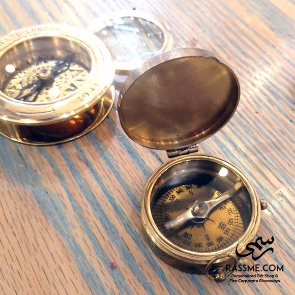 Personalized Solid Brass Flip Compass