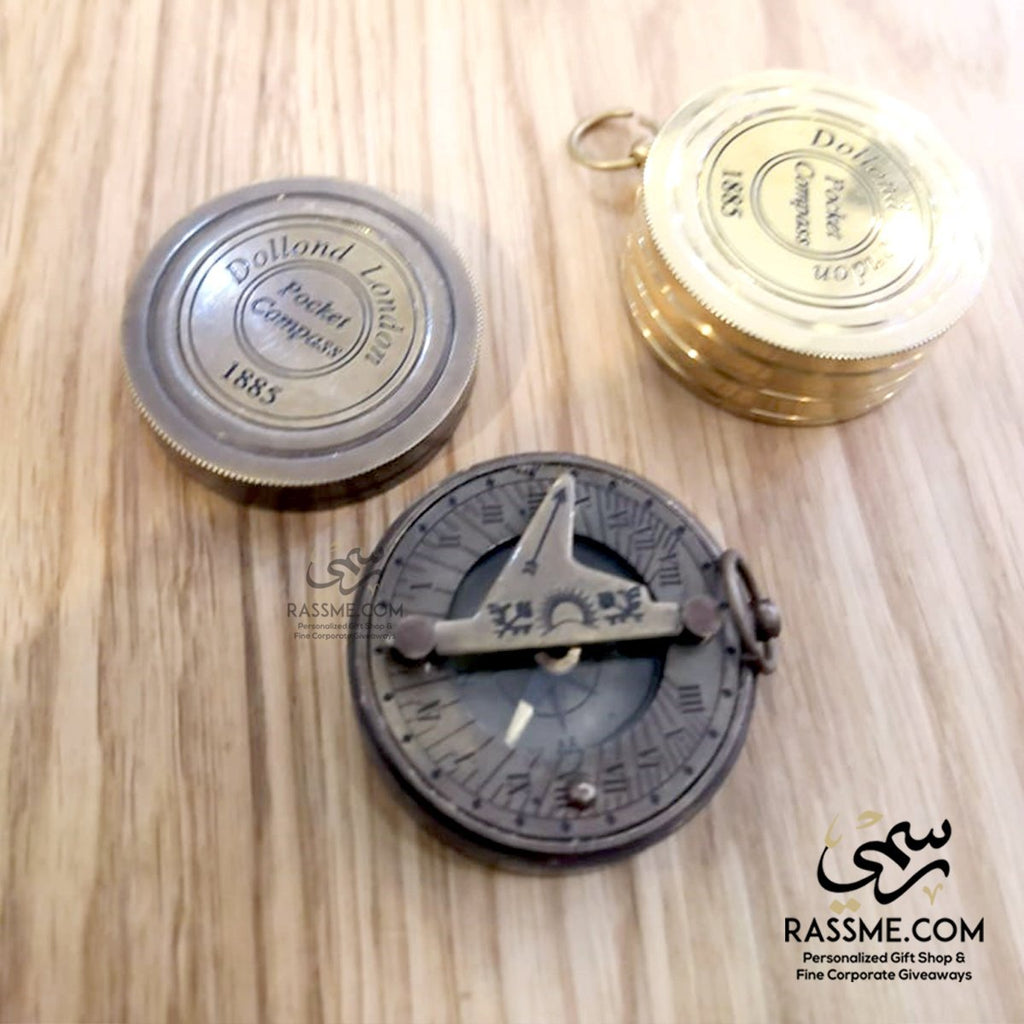 Solid Brass Sundial With Compass & Guidance Case - Free Engraving
