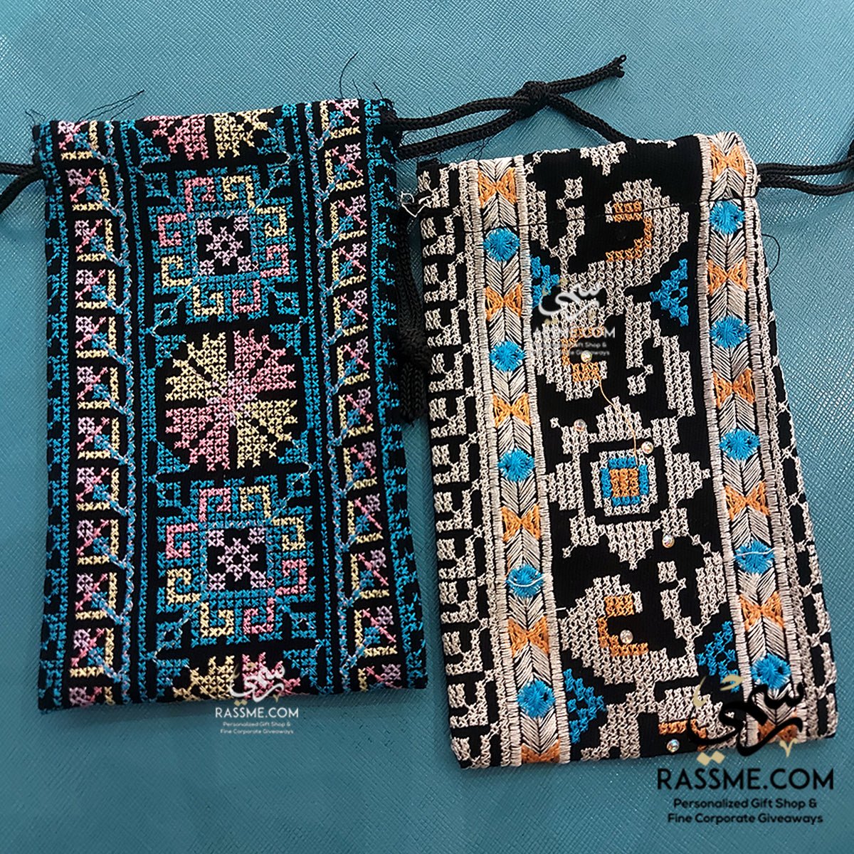 Tatreez Embroidery Mobile Cover Blue and Yello