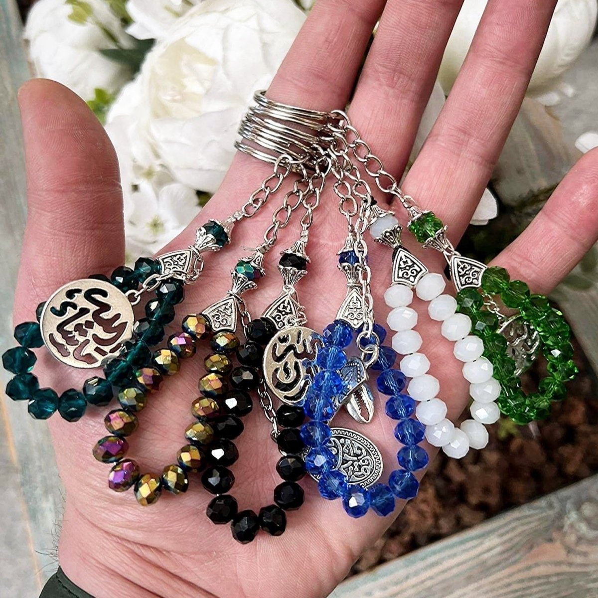 Crystal Keychain Prayer Beads Rosary Keychain - Rassme