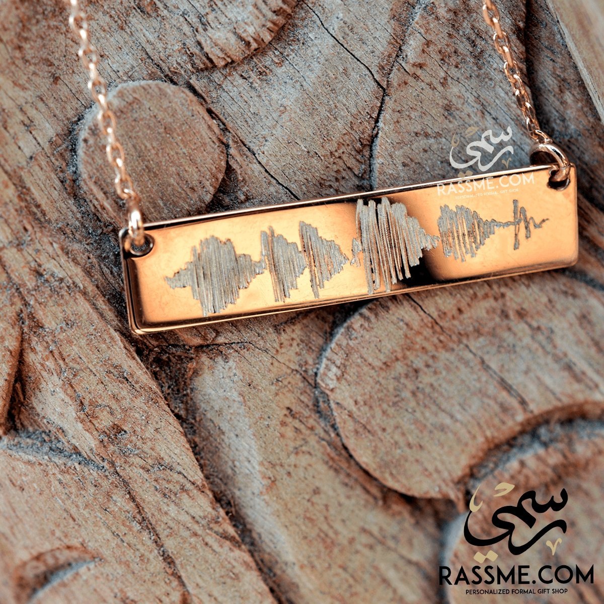 Custom Sound Wave Silver Necklace Hand Engraving - Rassme
