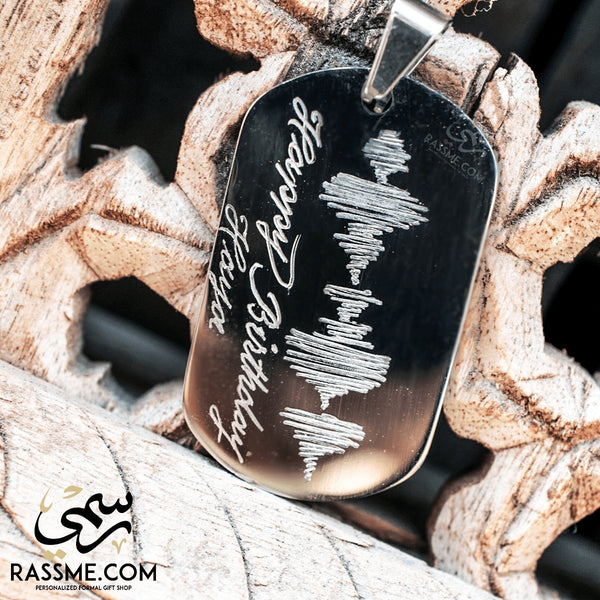 Custom Sound Wave Tag Hand Engraving