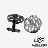 Customized Silver 925 Cufflinks Rhodium Plated - Arabic and English